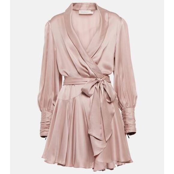 Zimmermann Dresses & Skirts - Zimmermann Wrap Pink Silk Mini Dress Size 0